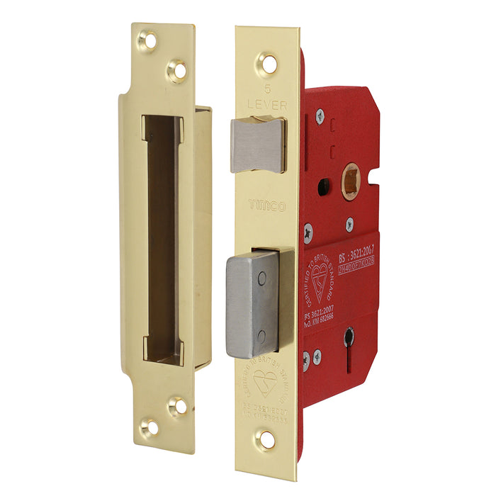 TIMCO 5 Lever British Standard Sashlock Electro Brass - 66mm